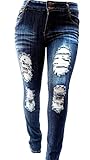 SLS Women's Plus Size Stretch Distressed Ripped Blue Skinny Denim Jeans Pants