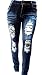 SLS Women's Plus Size Stretch Distressed Ripped Blue Skinny Denim Jeans Pants