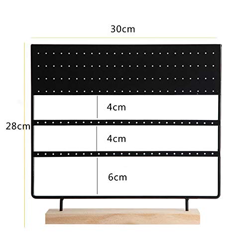 Jewelry Earrings Stand Organizer, Jewelry Ear Stud Display Stands Earring Organizer Stand Jewelry Holder Organizer Display Tree 3 Tier 144 Holes with Crystal Keychain (Black)