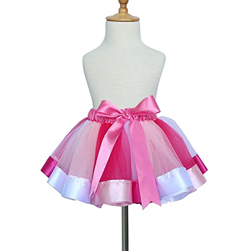TRADERPLUS Baby Girls Colorful Layered Dance Outdoor Rainbow Tutu Skirt (Large 7-9 Years, E)
