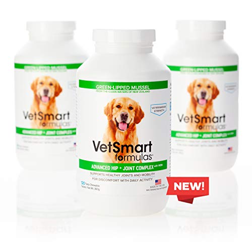 VetSmart Formulas Advanced Hip + Joint Complex with Green-lipped Mussel - Veterinarian Strength Dog Joint Pain Relief - 3 Bottle Pack