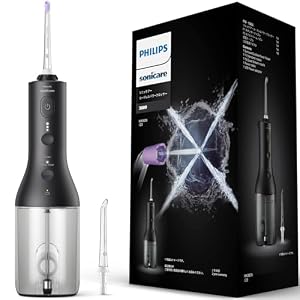 フィリップス ジェットウォッシャー ソニッケアー コードレスパワーフロッサー3000 HX3826/23 ブラック 【Amazon.co.jp限定】