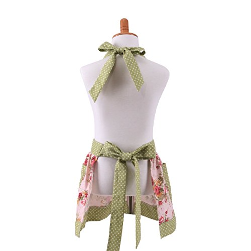 G2Plus® Lovely Classic Style Pink Floral Parent-Child Apron Women's Cooking or Baking Apron with 2 Pockets Mama & Kid Girl Apron Great Gift For Wife Daughters Ladies