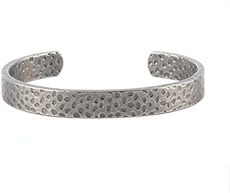 Osye Antique Design Pit Wrist Band Titanium Cuff Bracelet for Men (Antique Silver)