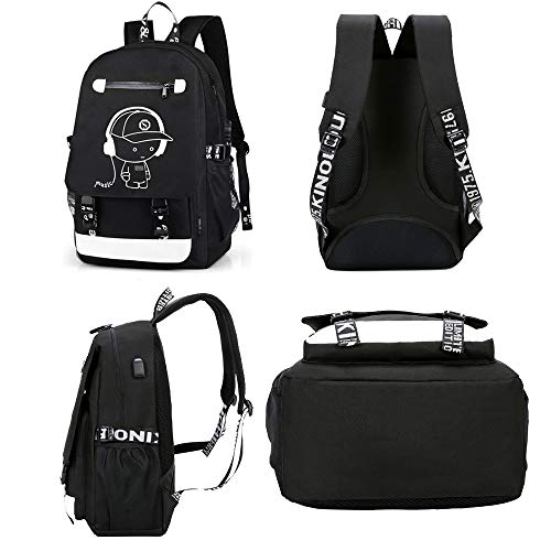 Anime Luminous Backpack Men School Bags Boys Girls Cartoon Bookbag