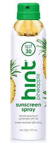 Hint Sunscreen, SPF 30, 6 fl oz, Oxybenzone Free, Paraben Free (Pineapple), Broad Spectrum SPF 30 Compressed Air Spray-On Sunscreen, Water Resistant, Pineapple Scented (Best Water Resistant Sunscreen 2019)