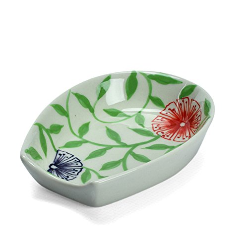 Ceramic Exotic Flower Design Hand Painted Kitchen and Dining Serveware Accessories The Crabby Nook (Trivet & Spoon Holder)