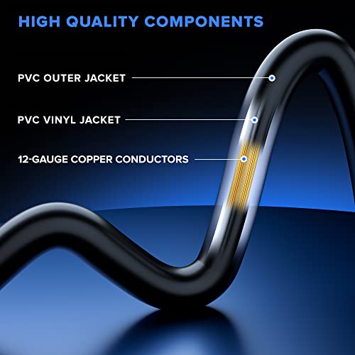 Extension Cord Splitter 12/3 AWG 1 to 2 Outlet, 14 Inches (2 Pack