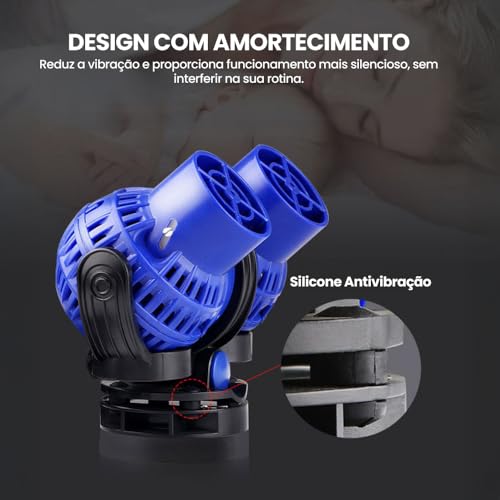 Bomba Dupla de Circulação para Aquário Cabeça de Potência com Montagem Magnética Suction 8000L/H para Aquário de água Doce e Salgada, Ajustável a 360
