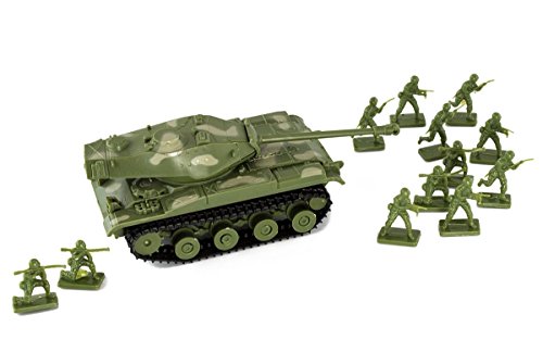WESTMINSTER INC. Battery Operated Tank in A Tin with 12 Green Army Men for Battle Play