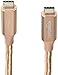 Amazon Basics Double Braided Nylon USB-C to USB-C 3.1 Gen 2 (10Gbps) Fast Charging Cable, 3A - 3-Foot, Gold