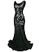 Vijiv Womens 1920s Sequin Mermaid Long Evening Formal Dress for Gatsby Party