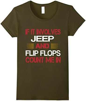 Womens JEEP FLIP FLOPS Tshirt Small Olive