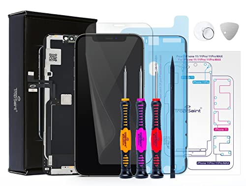 Trop Saint® Écran Pour iPhone 11 Pro OLED - Kit De Réparation Complet Avec Tapis De Repérage Magnetique, Outils, Joint D'Étanchéité Et Film Protecteur D'Écran
