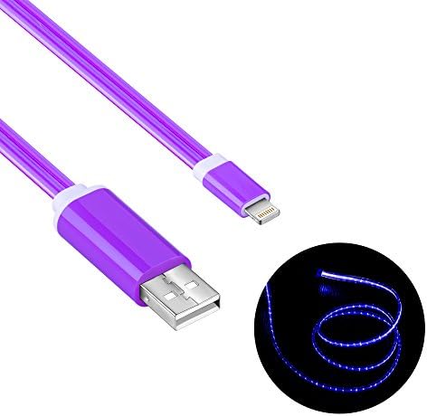 Compatible with iPhone Charging Cable, iPad cable - Geabon Flowing LED Light iPhone Cable 3ft/1m Compatible with iPhone X iPhone 8/8 Plus/ 7/7 Plus / 6s / 6s Plus / 6 / 6Plus / 5s /5c /5(Purple)