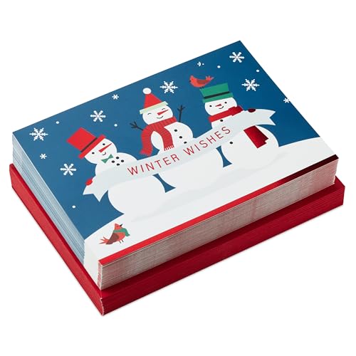 Hallmark Boxed Christmas Cards, Winter Wishes Snowmen (40 Cards and 40 Envelopes)