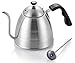 Pour Over Drip Coffee Kettle & Teakettles - Premium 18/8 Stainless Steel - Precise Thermometer - Easy Grip Handle- Long Spout for Smooth Water Flow - for Brew Coffee - by Creative Lifestyles (1 L)