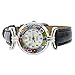 Glass Of Venice Murano Glass Millefiori Watch with Leather Band - Black Multicolor
