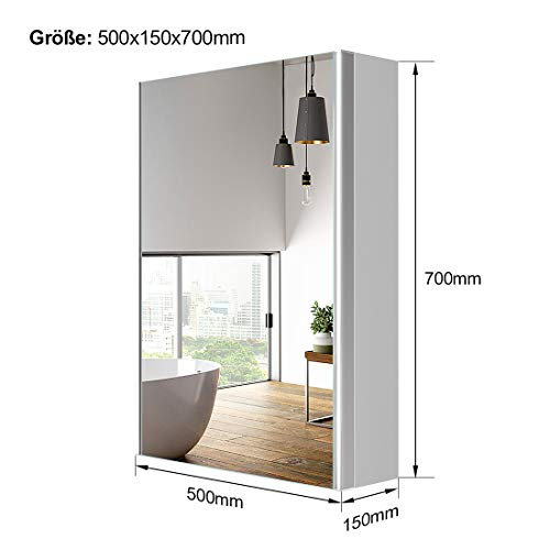 Safeni Led Spiegelschrank 50x70x15cm Badezimmer Spiegelschrank Mit Beleuchtung Lichtspiegelschrank Sensor Schalter Silbergrau Sidra Hospital