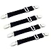 Adjustable Bed Sheet Corner Holders Elastic Grippers Suspenders Holder Straps Clips Fasteners, Mattress Cover Fasteners | Nickel Plated Clamps with Fabric Protector / Black, 1-Pack (4 pcs)