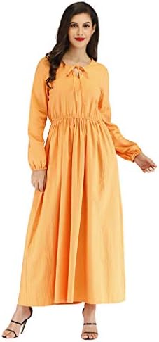 Jentouzz Women Vintage Maxi Dress Long Sleeve Ruffle Solid Party Dress Prom Swing