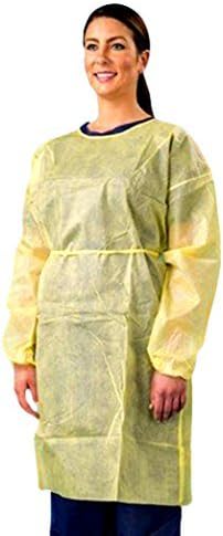 Cellucap 436TY Poly Coated Polypropylene Gown/Smock, Universal, Yellow (Pack of 50)
