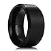 King Will BASIC 10mm Black Titanium Wedding Ring Brushed Center Engagement Band Comfort Fit