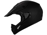 TMS Adult Flat Matte Black Motocross Dirt Bike ATV MX Off-road Helmet DOT (Large)