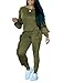 Autumn Long Sleeve Hoodie and Pants Two Piece Set Sweatsuits for Teen Girls,Army Green,Large/US12-14