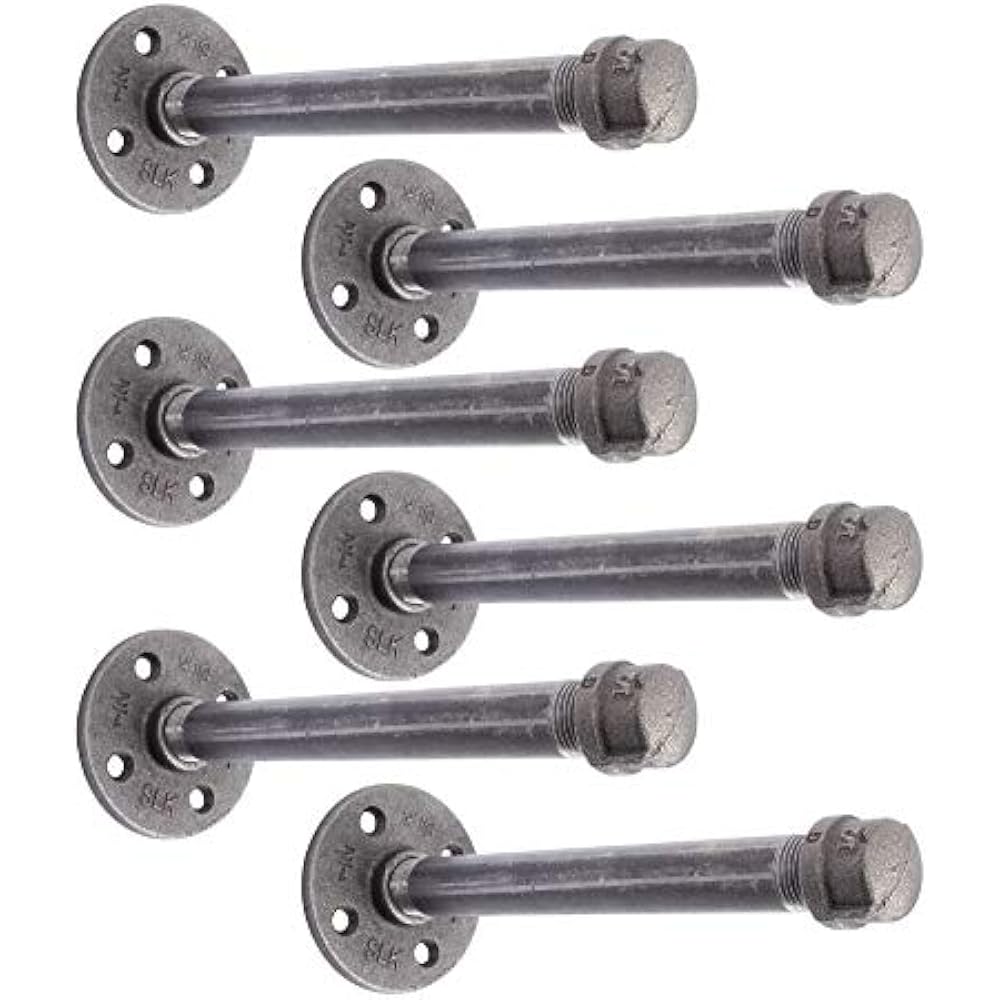 PIPE DCOR Industrial Pipe Shelf Brackets 6 Pack, Authentic Plumbing