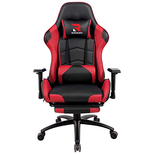 RIMIKING Massage Gaming Chair Swivel Rocking Desk Racing Chair with Retractable Footrest