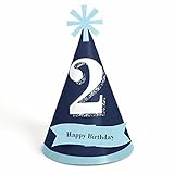 Two Much Fun - Boy - 2nd Birthday - Cone Party Hats - 8 Count