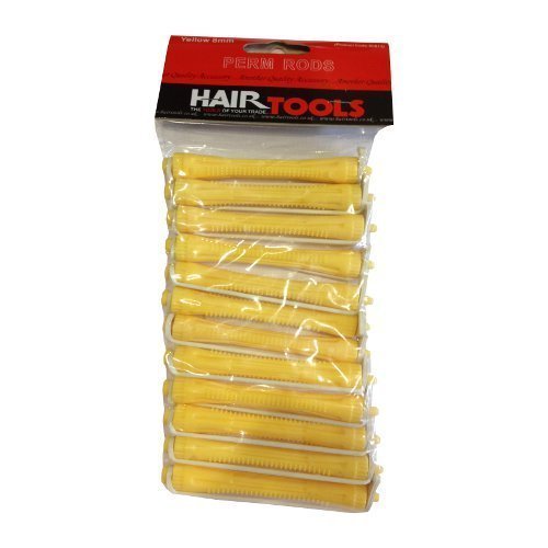 Hair Tools Perm Rods For Curling & Waves. Hairdressing Hair Roller With Rubber Bands. Perm Kit Styling Rods For Long & Short Hair (Yellow - Diameter: 8mm)