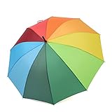 Rainbrace Unisex Rain Umbrella Long-handle Rainbow Fashion, Windproof Umbrella Arc 46-Inch with 10 Ribs