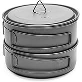 TOAKS Titanium Compact Cookset 2pcs &ndash; 800ml Pot and 400ml Pot with Lid，Seamless Nesting Design for Backpacking, Camping, and Outdoor Cooking