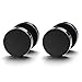 14mm LARGE Black Screw Stud Earrings for Men Women Steel Cheater Fake Ear Plugs Gauge Illusion Tunnel