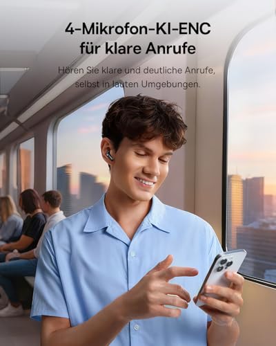 EP10 NC In Ear Kopfhörer Bluetooth Noise Cancelling, Bluetooth Kopfhörer mit -43 dB ANC, Adaptive Geräuschunterdrückung, Earbuds mit 4-Mic KI Klarer Anruf, IP55, 41H Spielzeit, Bluetooth 6.0