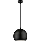 Livex Lighting, 45482-68, Stockton, Globe Pendant, Shiny Black with Polished Chrome Accents