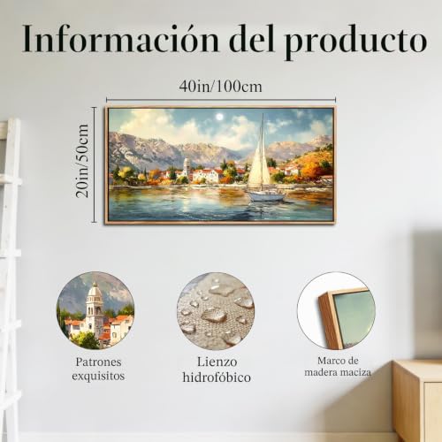 SERIMINO Modern Living Room Decoration Paintings, Large Frames for Decorative Canvas, Decorative Art Landscapes, Sailboat Paintings, Hallways Room, Bedrooms, Dining Room 50 x 100 cm