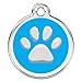CNATTAGS Stainless Steel with Enamel Pet ID Tags Personalized (Round Paw)