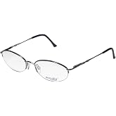Marcolin 7222 Womens/Ladies Designer Half-rim Strass Flexible Hinges Half-rimless With Rhinestones Eyeglasses/Eyewear (53-19-135, Silver/Blue)