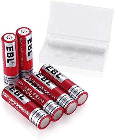 6PCS Li-ion Rechargeable 18650 Batteries 3.7V 3000mA Button Top for LED Flashlight, Toys, Household Appliance