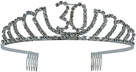 Happy 30th Birthday Rhinestone Tiara - Premium Quality Metal Birthday Accessory (30th Birthday)