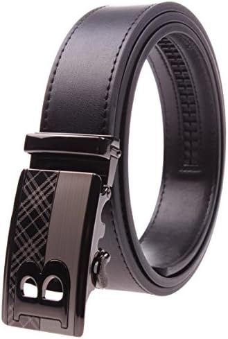 Enimay Men's Black Genuine Leather Ratchet Belt Formal Dress Work Belt Checkered B X-Large