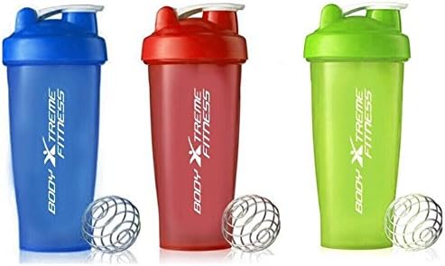 Body Xtreme Mixing Shaker Bottle 3-Pack (Blue, Green, Red) 28 ounce ✔ Shaker Bottle Perfect For Water Bottle, Mixing Protein Shakes, Smoothies or Scramble Eggs!