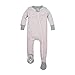 Burt's Bees Baby, Baby Girls,Sleeper Pajamas, Zip Front Non-Slip Footed Sleeper PJs, 100% Organic Cotton, Blossom Classic Stripe, 12 Months