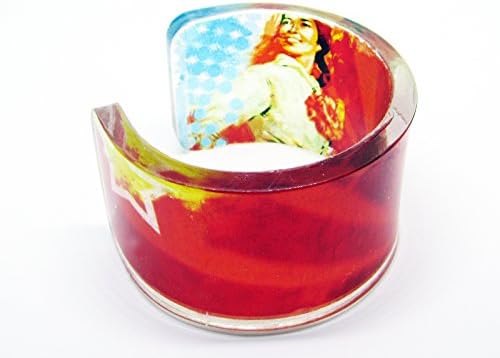 1 Transparent Clear Acrylic Resin Epoxy Plexi Bracelet Cuff Bangle with hand printed art graphic image of Mao Zedong Propaganda in the People's Republic of China