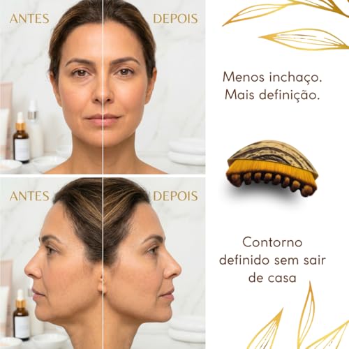 Escova Facial para Drenagem Linfática, Drena Face Massageadora Lifting – Reduz Inchaço do Rosto, Define Contorno e Mandíbula, Estimula Circulação – Cerdas Ultra Macias, Uso Diário ou Spa – Ritual Sublime Facial com Guia Exclusivo