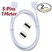 Glarks 2Pcs 3.2ft / 1M Long 5-Pins Extension Connect Cable Wire and With 4Pcs 5-Pins Plug Connectors for RGBW 5050 LED Strip Lights (1M / 2Pcs)