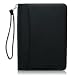 Junior Zippered Business Padfolio with 5x8 Notepad - Black Faux Leather Portfolio Binder & Organizer Folder with 8 Inch Tablet Sleeve by Lautus Designs